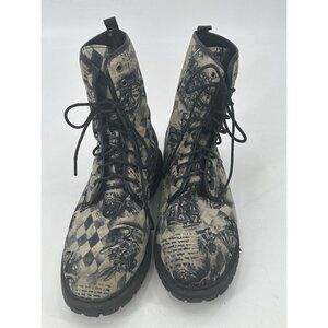Alice In Wonderland Combat Boots Hot Topic Goth Witch Dark Mad Hatter 10M